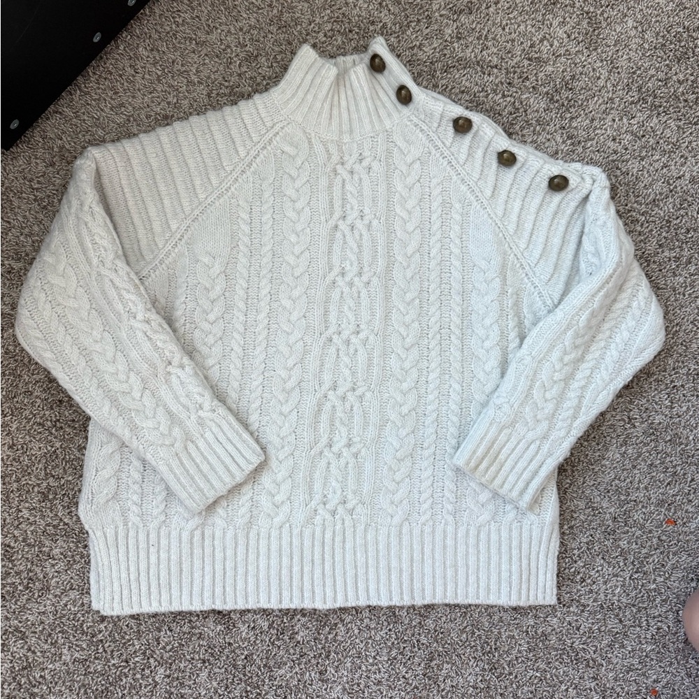 Women's mango Cable Knit Sweater - Cream